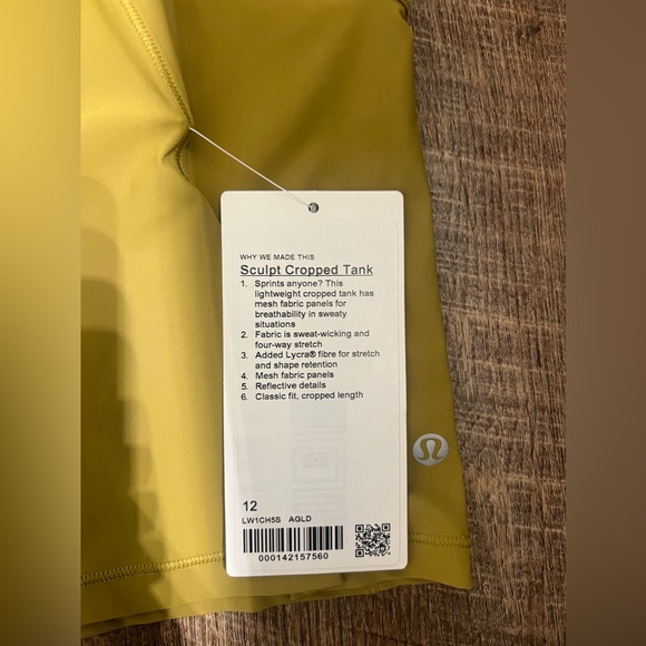 Lululemon cropped sculpt tank top size 12 grape leaf - Picture 2 of 5